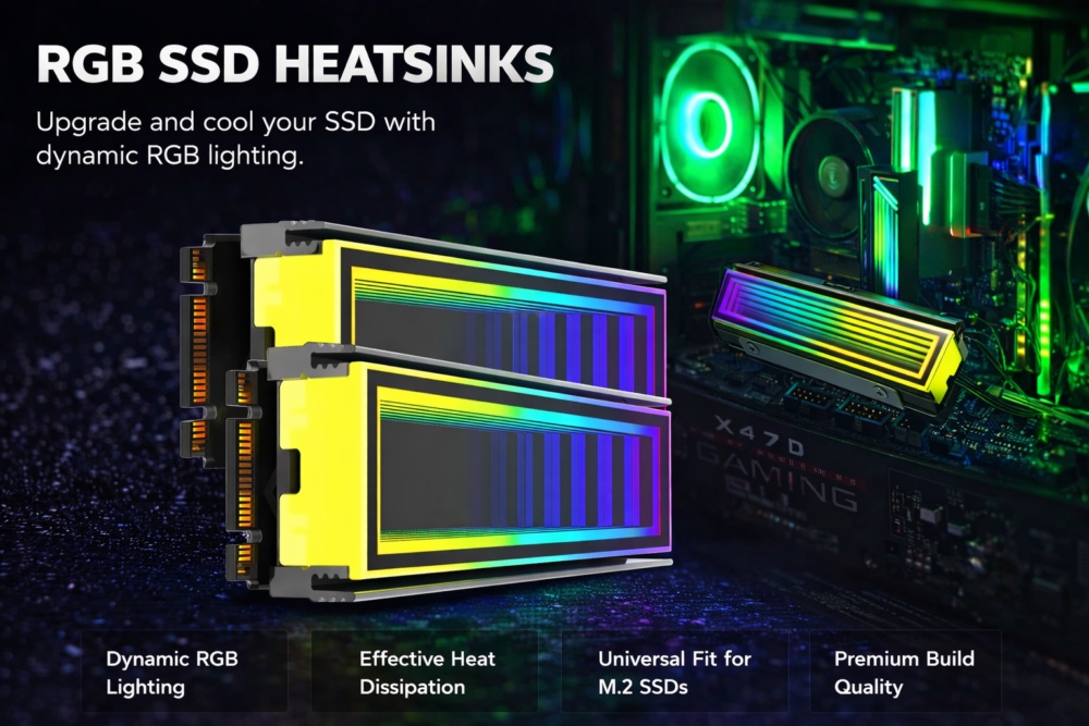 ARGB M.2 NVMe SSD Heatsink Cooler | 5V 3-Pin AURA Sync | 2280 Aluminum RGB Heat Sink